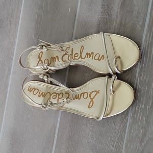 Sam Edelman Gold Isle Block Heel Leather Sandals